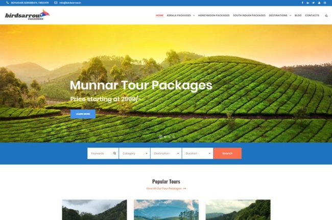 travel tour website development kerala