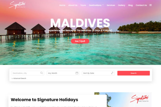 tour booking website design kerala
